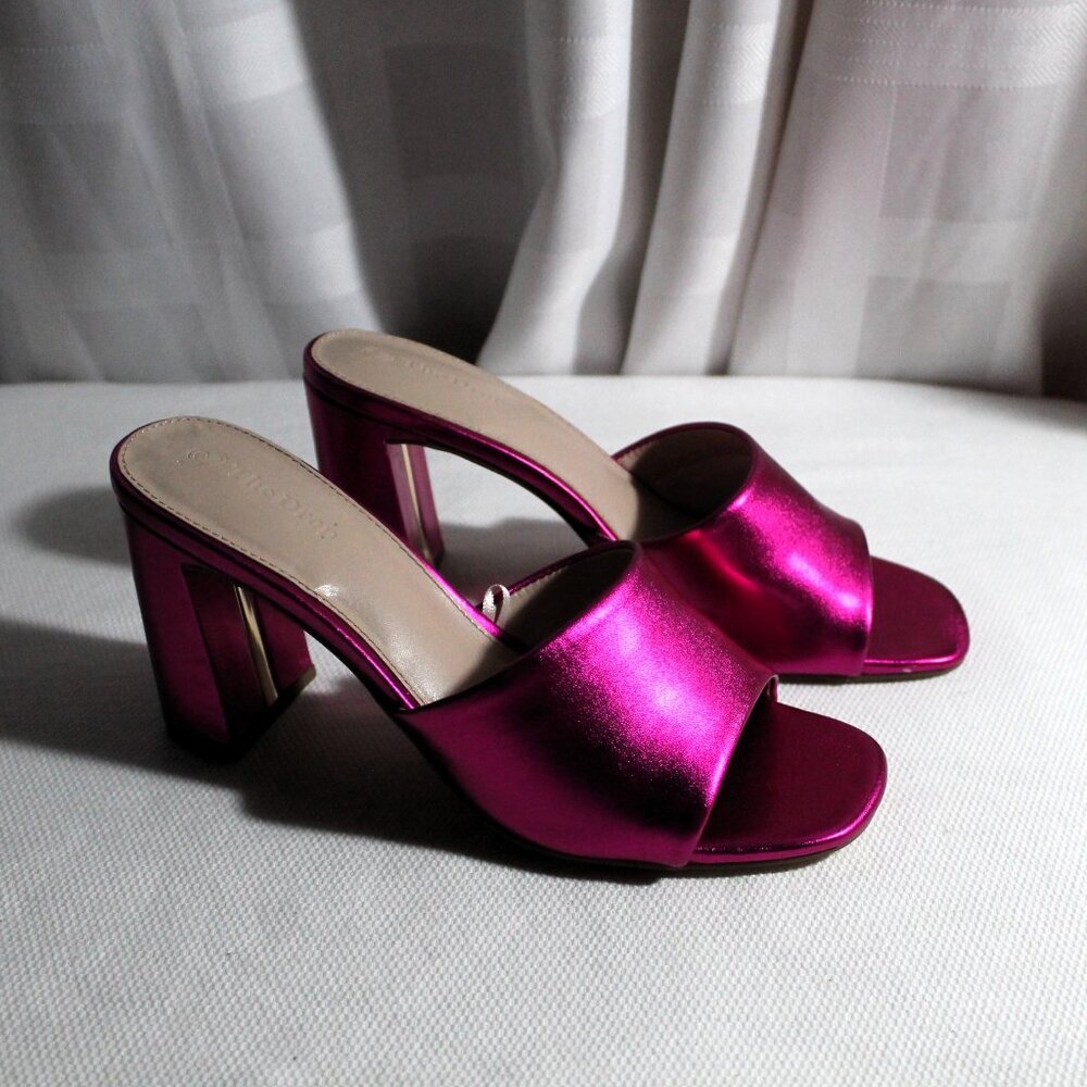 The Drop "Pattie" HOT Fuchsia Heeled Sandals, Barbie Shoes, 7.5